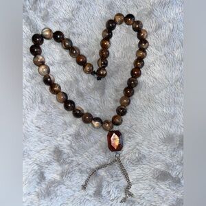 Brown and Cream Beaded Bracelet